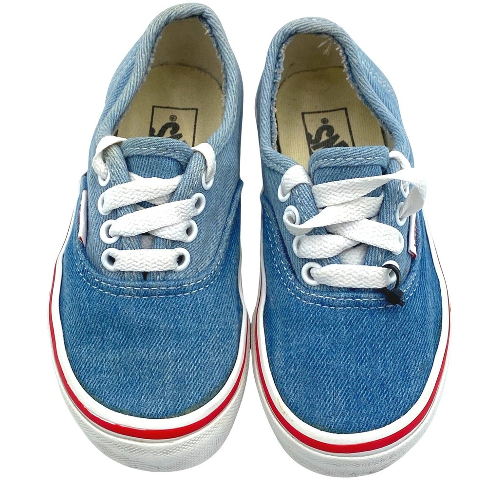 Vans Authentic Denim Blue KIDS Sneakers Shoes Red Stripe US Kids size 11